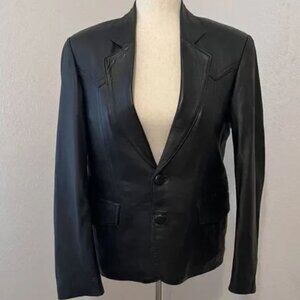 Pop’s Genuine Leather Blazer Jacket Women Small Two Button Turkey Handmade